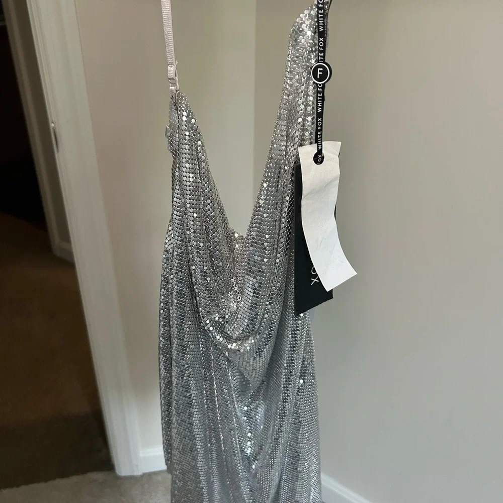 White Fox Boutique Silver Backless Slip Dress - Picture 6 of 6